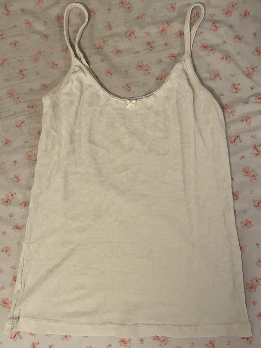 Brandy Melville White Slim Strap Cotton Tank Top